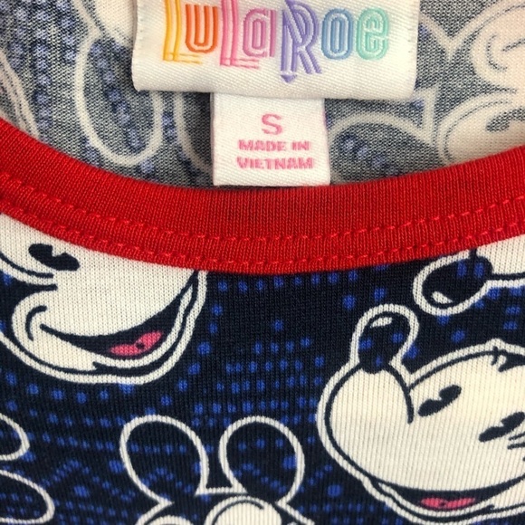 LulaRoe Disney Mickey Mouse Blue Red and White 3/4 Sleeve Top Size S - Picture 7 of 7